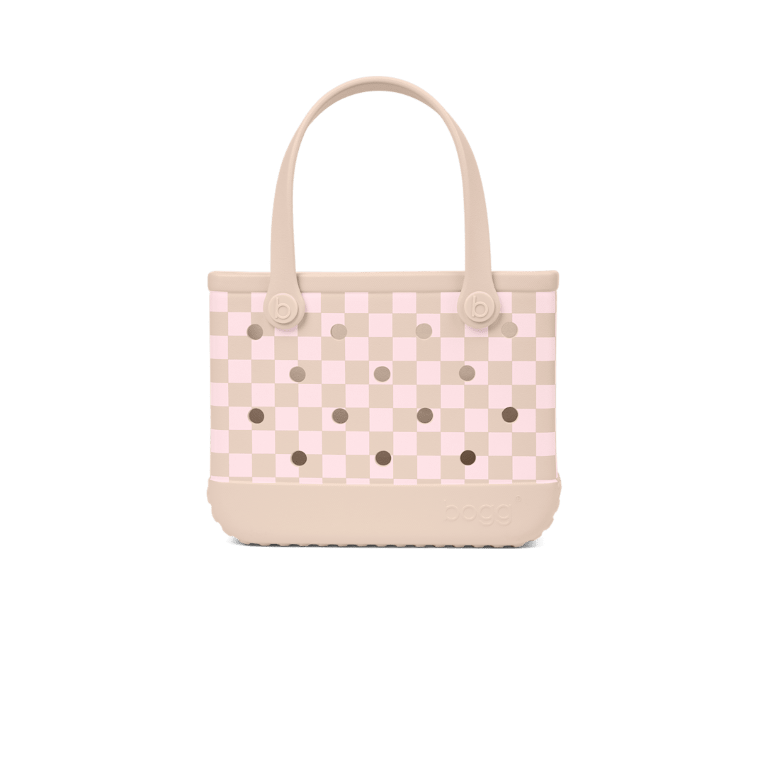Bitty Bogg Bag - Checkered Linen/ Pink Marshmallow